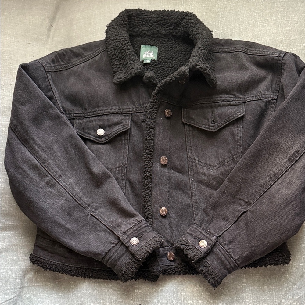 Wild Fable Black Sherpa-Lined Denim Jacket
